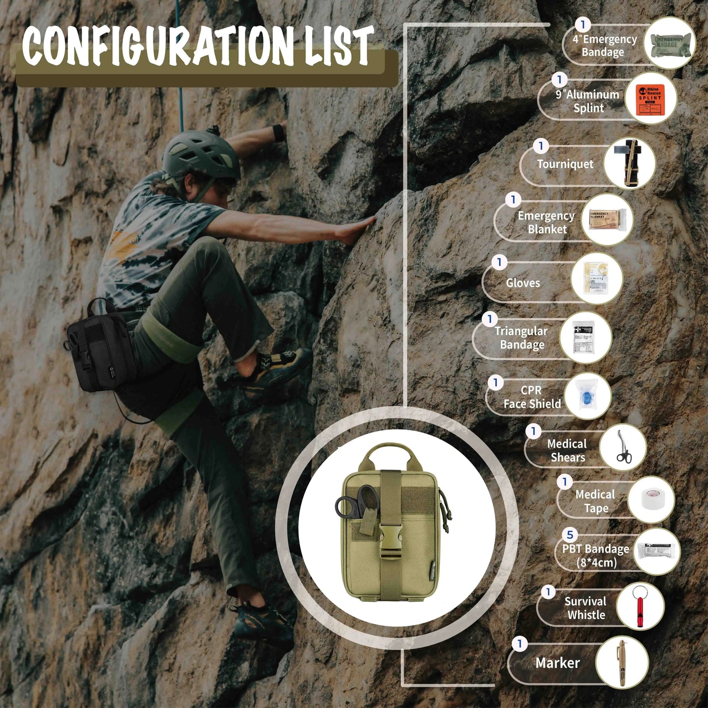 RHINO RESCUE FIRST AID SURVIVAL KIT 20 PEZZI