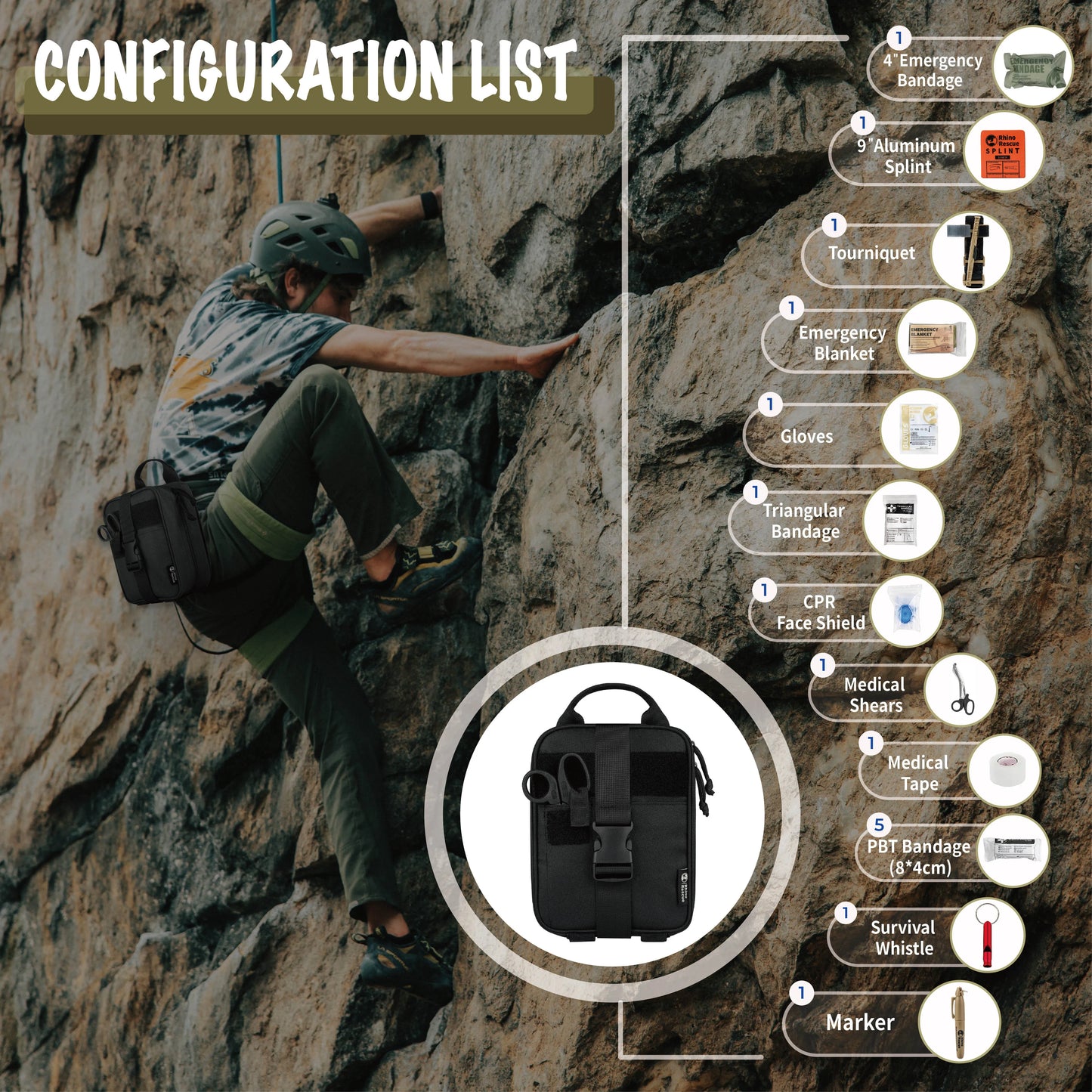 RHINO RESCUE FIRST AID SURVIVAL KIT 20 PEZZI