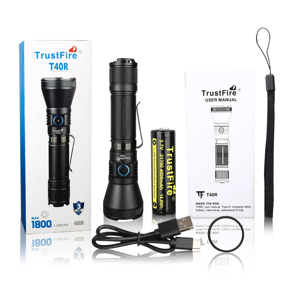 TRUSTFIRE TORCIA TATTICA RICARICABILE T40R 1800 LUMEN
