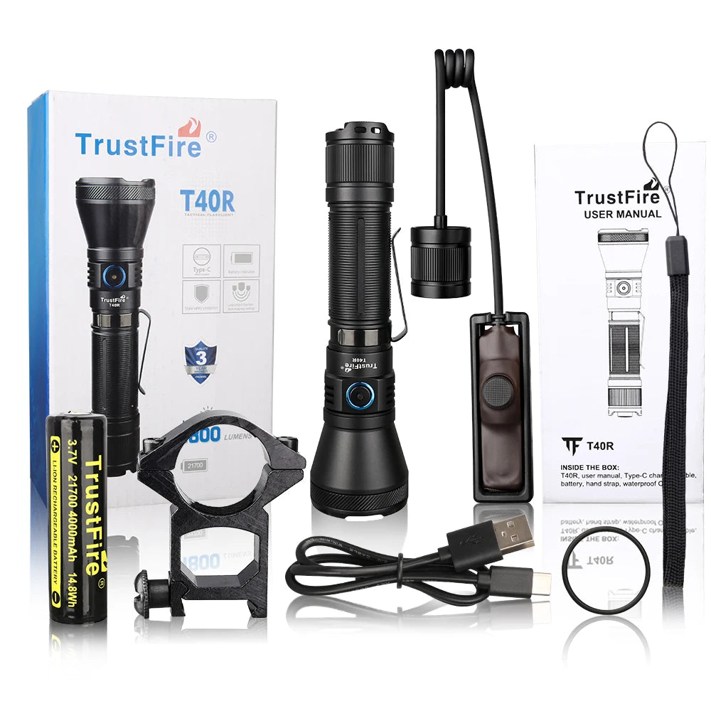 TRUSTFIRE TORCIA TATTICA RICARICABILE T40R 1800 LUMEN