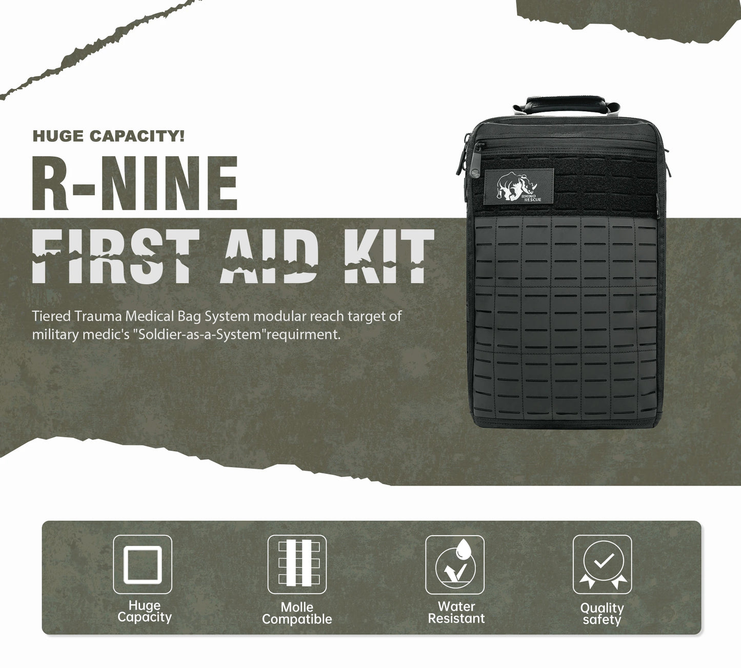 SAC À DOS TACTIQUE DE PREMIERS SECOURS RHINO RESCUE 20 LITRES NYLON 1000D