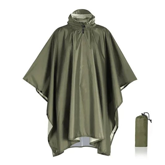 PONCHO ANTIPIOGGIA CON CAPPUCCIO VERDE MILITARE