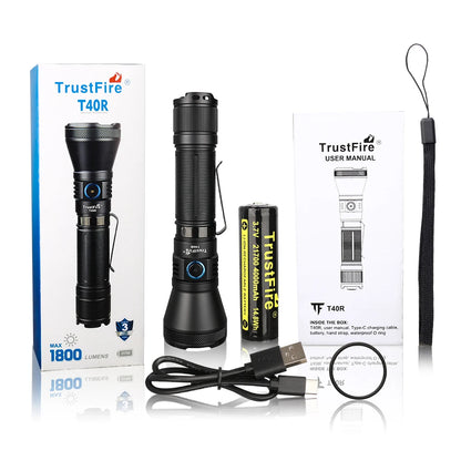 TRUSTFIRE TORCIA TATTICA RICARICABILE T40R 1800 LUMEN